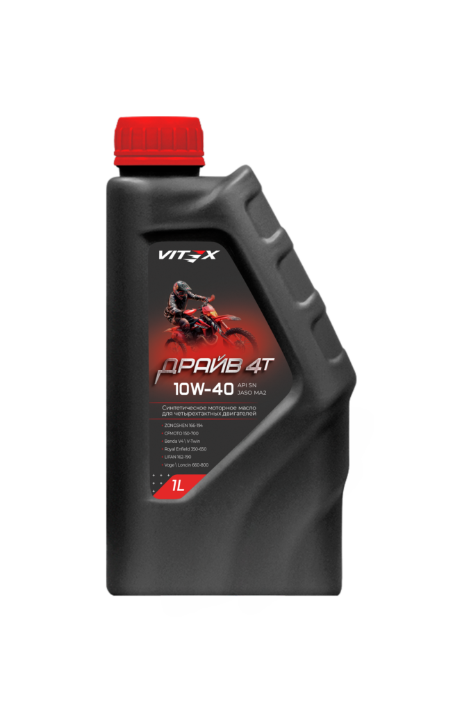 Масло синтетическое Vitex Драйв 4T 10W-40, API SN, JASO MA2 1 л поставки в УрФО со складов в регионе