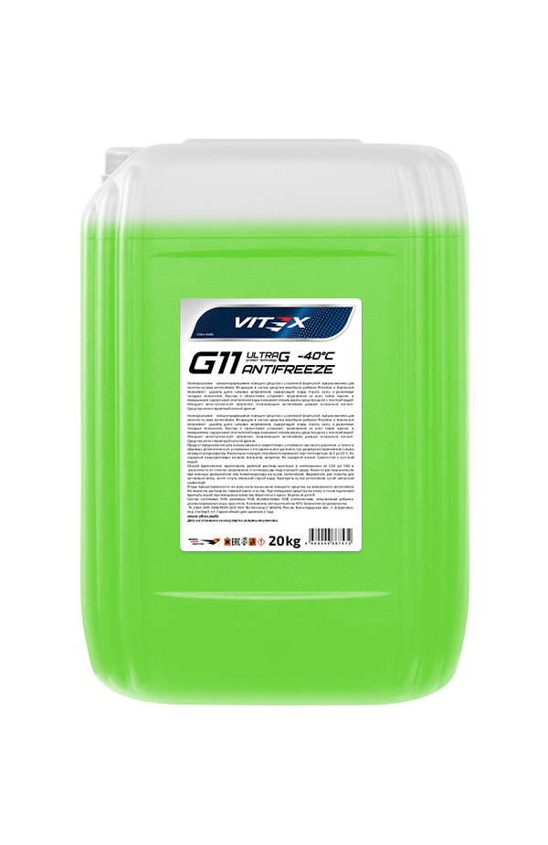 Жидкость охлаждающая низкозамерзающая Antifreeze Vitex Ultra G11-40 Green 20 кг
