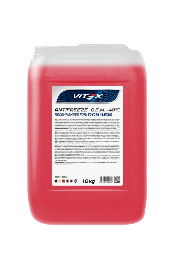Жидкость охлаждающая низкозамерзающая Antifreeze Vitex O.E.M. for Toyota Lexus -40 10 кг