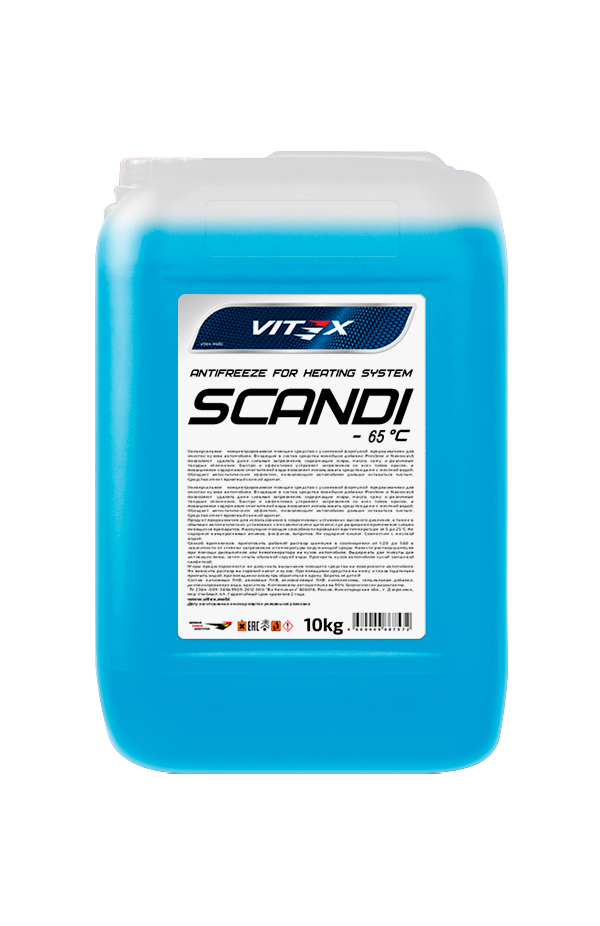 Антифриз для системы отопления Vitex Scandi -65°С (синий) 10 кг
