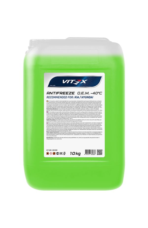 Жидкость охлаждающая низкозамерзающая Antifreeze Vitex O.E.M. for Hyundai Kia -40 10 кг